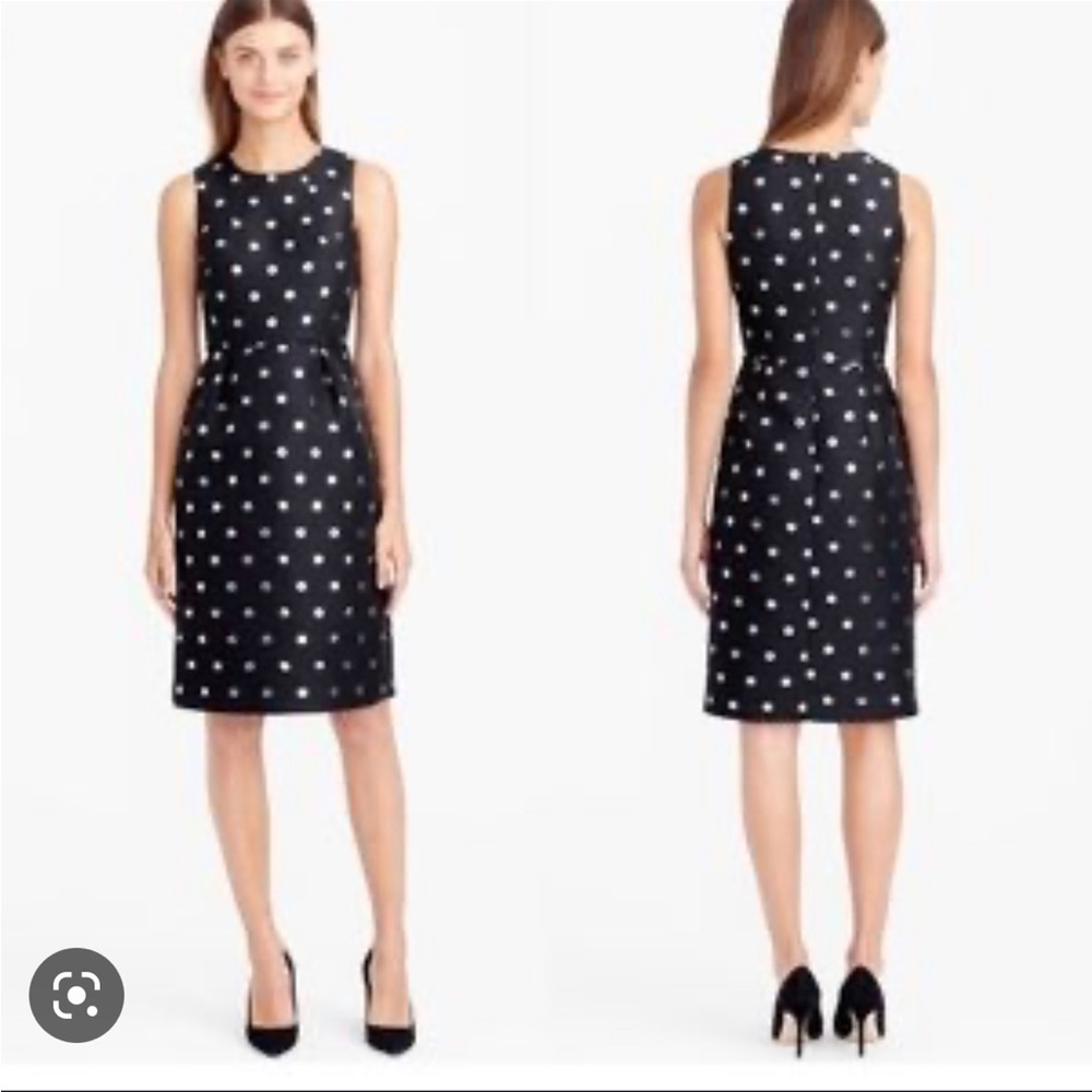 J.Crew Black/Silver Polka Dot Sheath Dress
